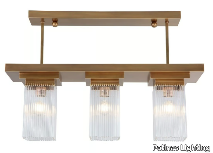 MONACO IV - Pendant lamp in brass and glass _ Patinas Lighting