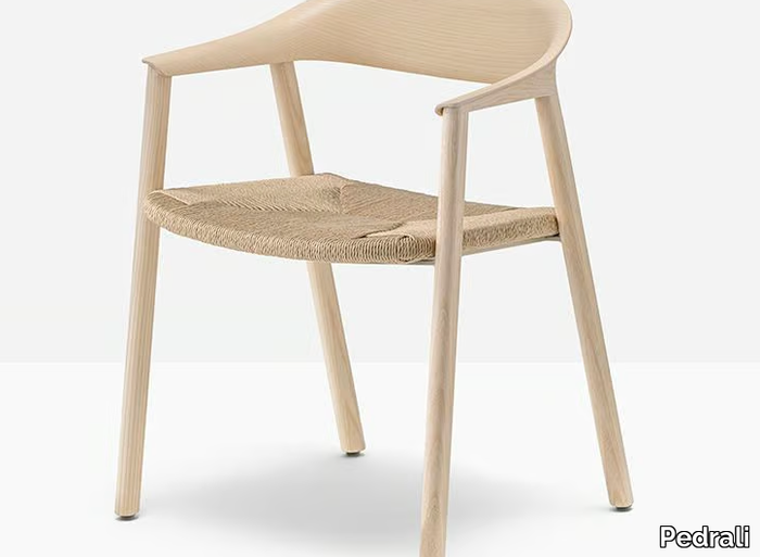 HÉRA STRAW - Wooden chair with armrests _ Pedrali