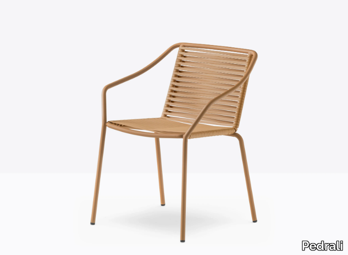 PHILÍA 3905 - Stackable steel and PVC chair with armrests _ Pedrali