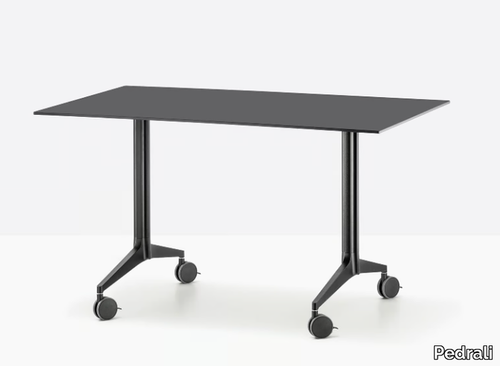 YPSILON TILTING - Folding rectangular metal table with casters _ Pedrali