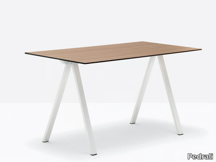 ARKI-DESK ARK7 - Table with steel trestle legs and solid laminate top _ Pedrali