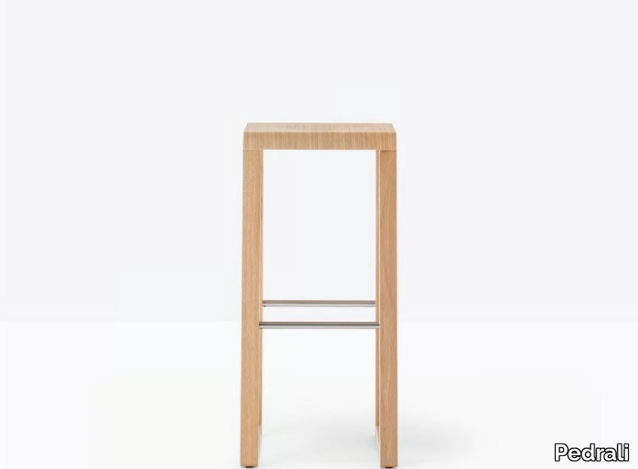 BRERA 388 - Oak stool with footrest _ Pedrali