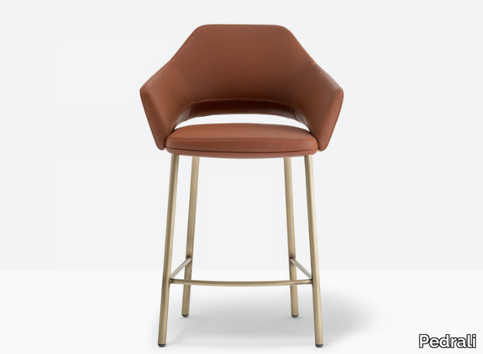 VIC METAL 649 - High leather stool with armrests _ Pedrali