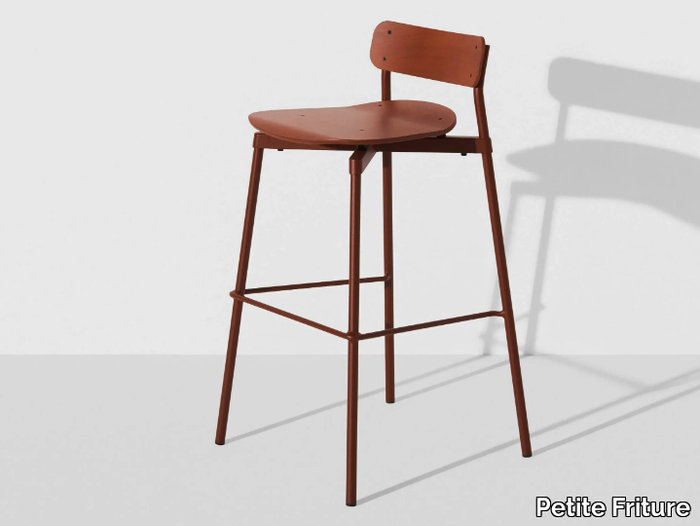 FROMME - Stackable high wooden stool with footrest _ Petite Friture