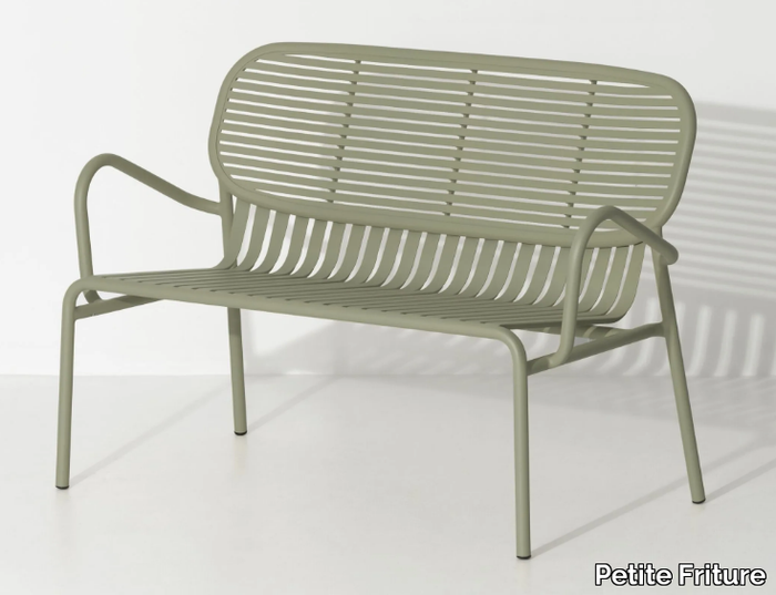 WEEK-END - Powder coated aluminium garden bench with armrests _ Petite Friture