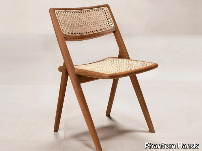 MUṄGĀRU DINING - Chair with open back in teak and cane _ Phantom Hands