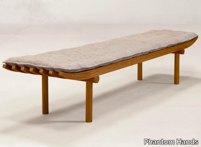 NANDI - Upholstered teak bench _ Phantom Hands