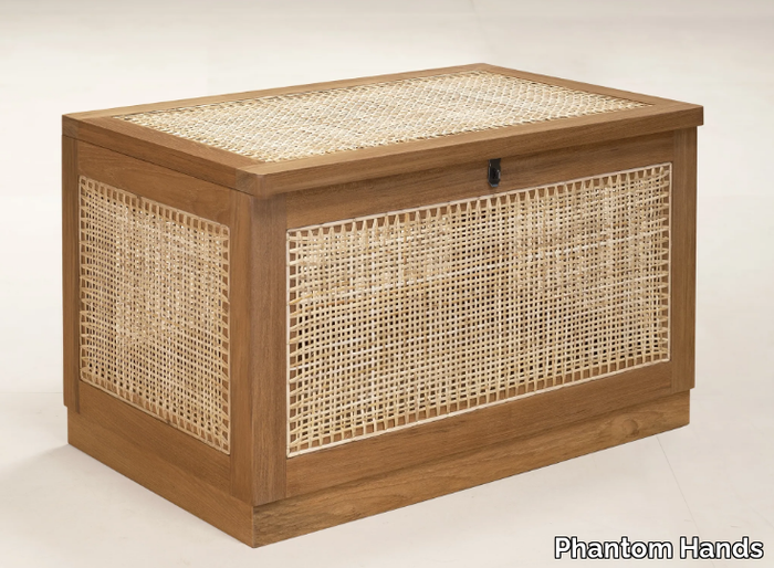 LAUNDRY BASKET - Laundry basket in natural cane and teak _ Phantom Hands