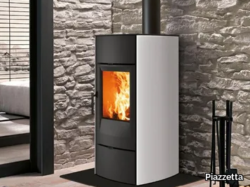 E530 STEEL - Wall-mounted Wood-burning steel stove for air heating _ Piazzetta