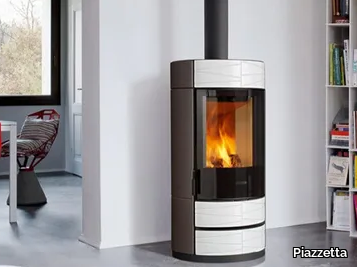 ROUND - Wood-burning wall-mounted stove for air heating Class A+ _ Piazzetta