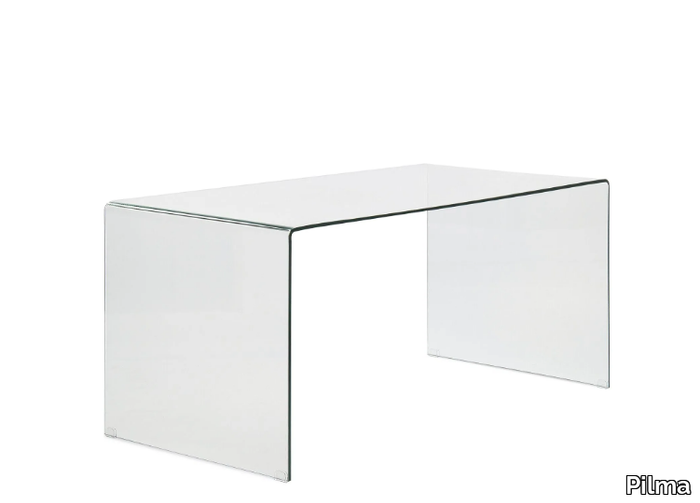 DESK - Rectangular tempered glass writing desk _ Pilma