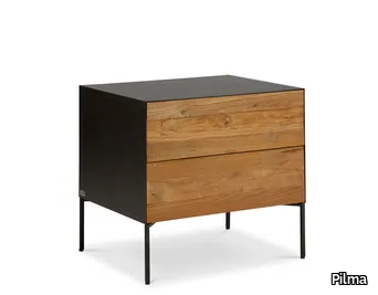 FUSION - Rectangular teak bedside table with drawers _ Pilma