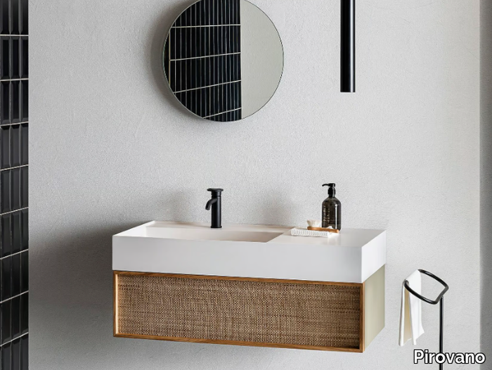 ELEMENT 126 - Wall-mounted vanity unit with drawers with towel rail _ Pirovano