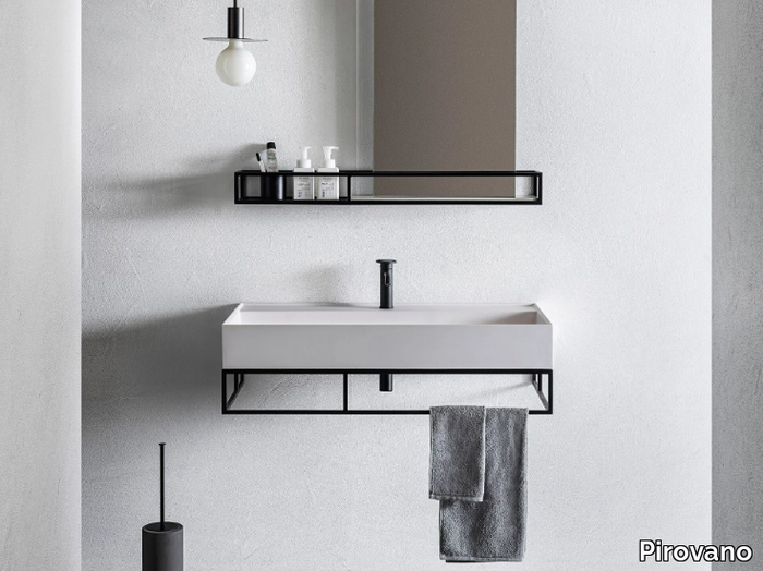 ELEMENT 122 - Rectangular wall-mounted washbasin with towel rail _ Pirovano