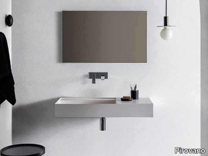 ELEMENT 102 - Single wall-mounted rectangular washbasin _ Pirovano