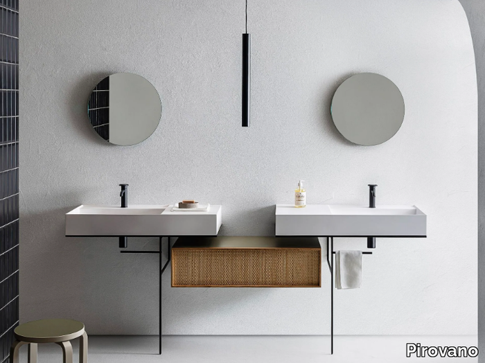 ELEMENT 109 - Rectangular wall-mounted composite material washbasin with drawers _ Pirovano