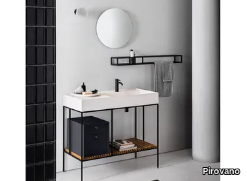 ELEMENT 119 - Bathroom composition with washbasin console, mirror, lamp and towel rail _ Pirovano