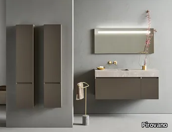 FLAMINGO 104 - Bathroom composition with washbasin, column and mirror _ Pirovano