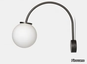 LUNA - Satin glass wall lamp with fixed arm _ Pirovano