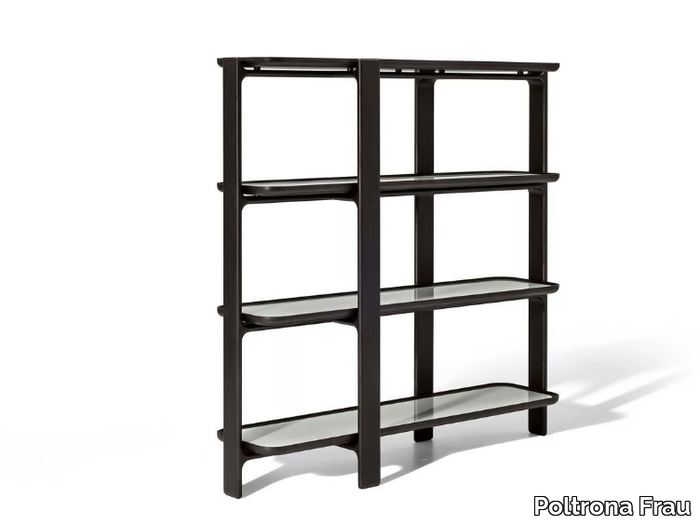 DUO - Wood and glass bookcase _ Poltrona Frau