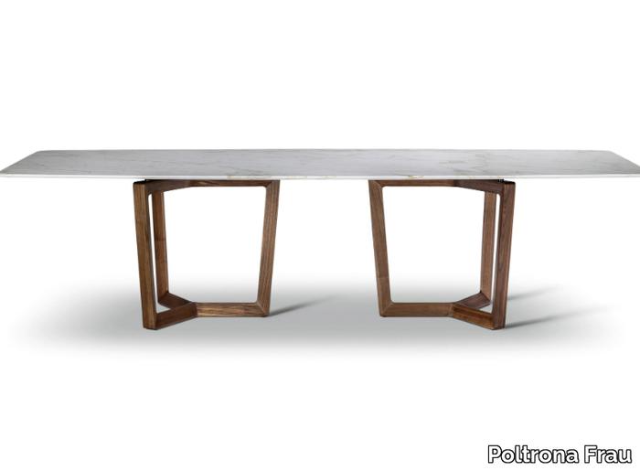 BOLERO RAVEL - Rectangular wooden and marble table _ Poltrona Frau