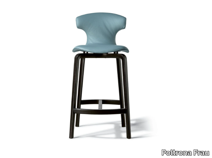 MONTERA MAS - High leather stool with back _ Poltrona Frau