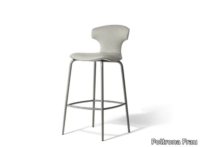 MONTERA MAS - High leather stool with back _ Poltrona Frau