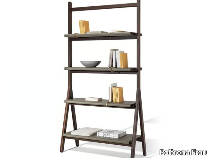 REN - Contemporary style freestanding double-sided wooden bookcase _ Poltrona Frau