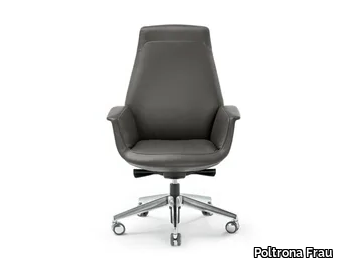 DOWNTOWN - Swivel leather executive chair with 5-spoke base with castors _ Poltrona Frau