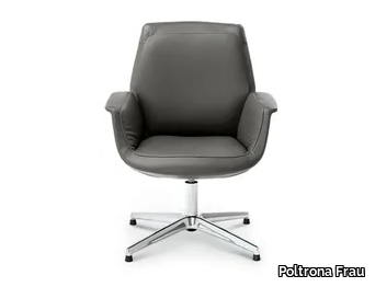 DOWNTOWN - Swivel leather office chair with armrests with 4-Spoke base _ Poltrona Frau