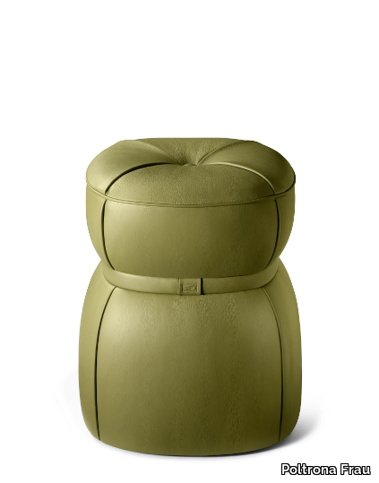 LEPLI - Upholstered leather stool _ Poltrona Frau