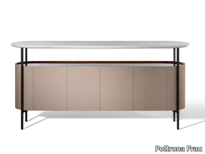 MI - Sideboard covered in leather and marble top _ Poltrona Frau