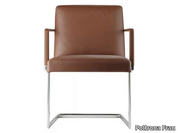 CHANCELLOR CONFERENCE - Cantilever upholstered leather chair with armrests _ Poltrona Frau