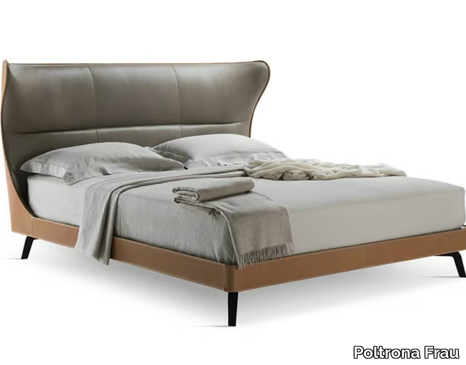 MAMY BLUE BED - Tanned leather double bed _ Poltrona Frau