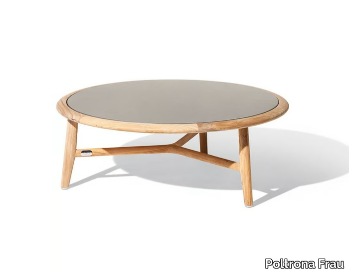 THE SECRET GARDEN - Low round teak garden side table with stoneware top _ Poltrona Frau