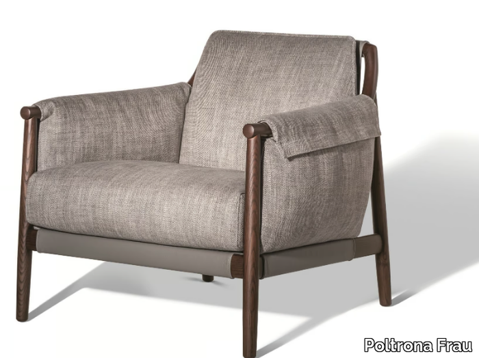 TIMES LOUNGE - Fabric armchair with armrests _ Poltrona Frau