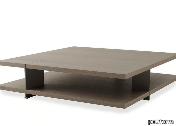 BRISTOL - Low wood veneer coffee table with integrated magazine rack _ Poliform