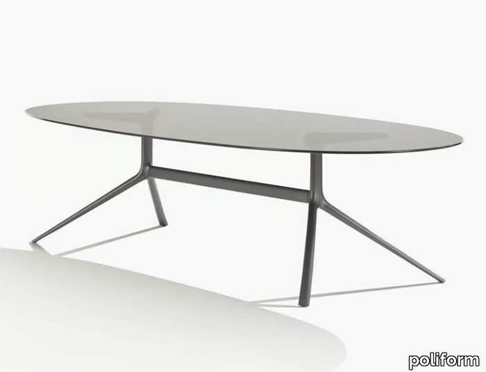 MONDRIAN - Oval glass table _ Poliform