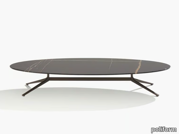 MONDRIAN - Oval low marble coffee table _ Poliform