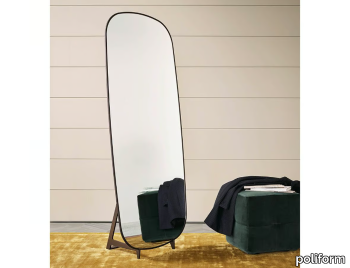 AUDREY - Freestanding rectangular framed wooden mirror _ Poliform