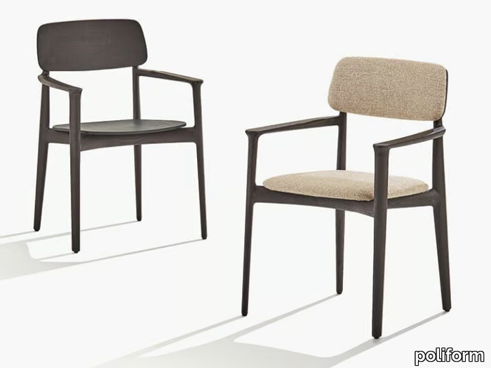 CURVE - Elm chair with armrests _ Poliform