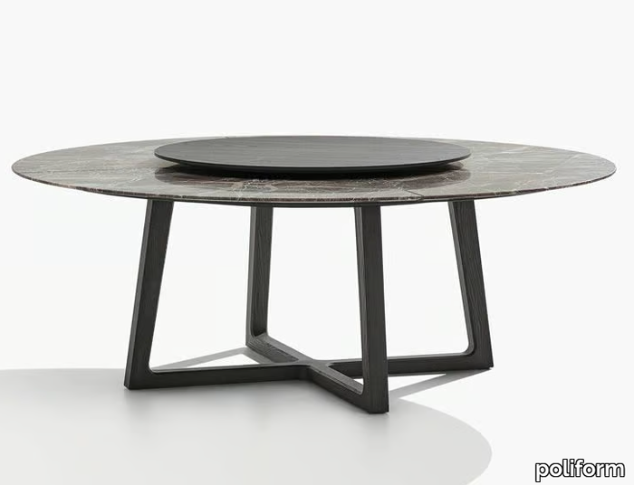 CONCORDE - Round marble table with Lazy Susan _ Poliform