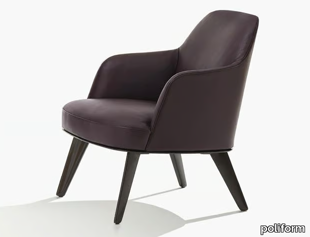 JANE - Leather armchair with armrests _ Poliform