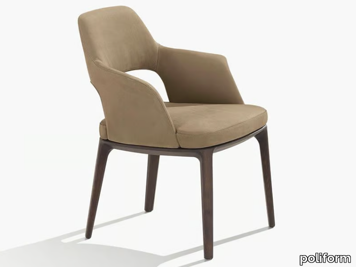 SOPHIE LITE - Upholstered leather chair with armrests _ Poliform