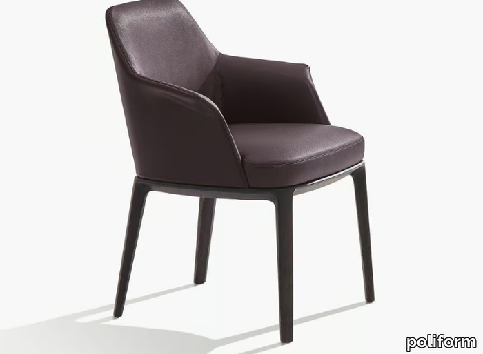 SOPHIE - Leather chair with armrests _ Poliform