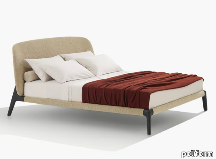 CURVE - Fabric double bed with upholstered headboard _ Poliform