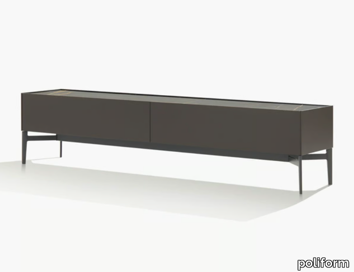 CODE - Low wooden TV cabinet with drawers _ Poliform