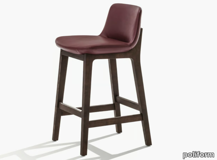 VENTURA - High leather stool with footrest _ Poliform