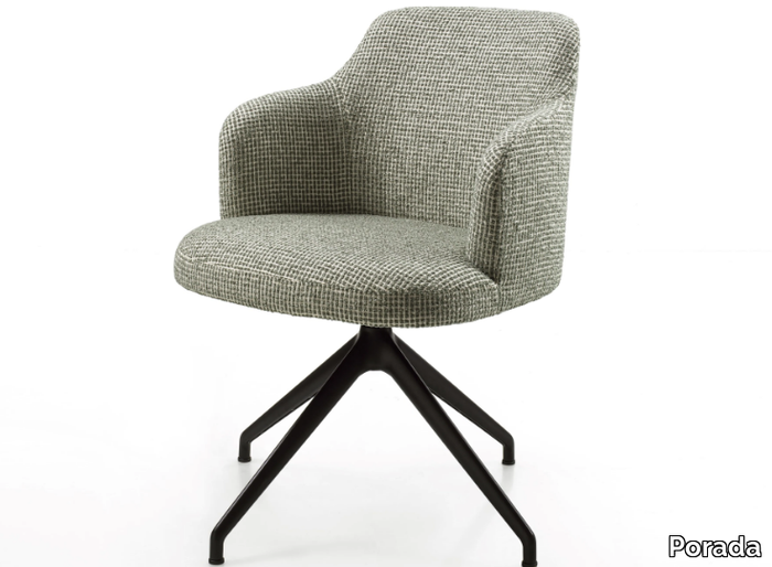 ABBY - Swivel fabric chair with armrests _ Porada