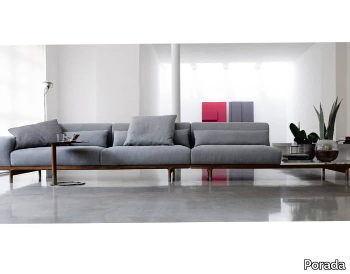 ARGO - Sectional fabric sofa with removable cover with integrated magazine rack _ Porada